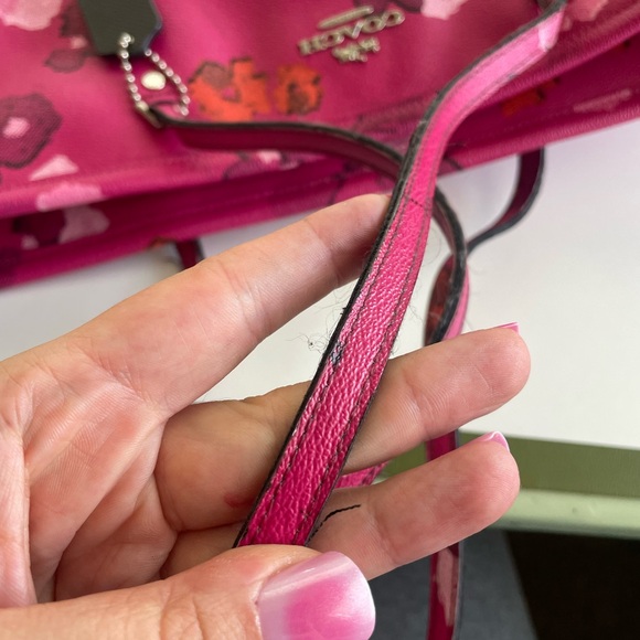 Coach Leather Fuschia Pink City Tote w/ Vibrant Floral Shoulder Bag - Picture 8 of 15